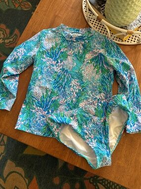 Lilly Pulitzer Girls Long-Sleeve Rashguard in Aqua, Blue, Green & Pink